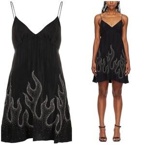NWT Palm Angels Black Flames Mini Dress Slip Style Sz M